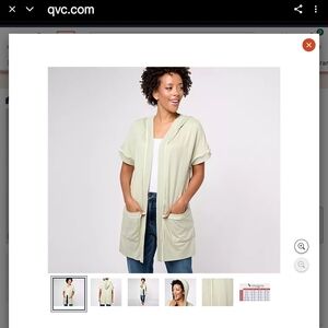 Koolaburra By UUG Cloud Jersey Short Sleeve Sage Green Hooded Cardigan XL